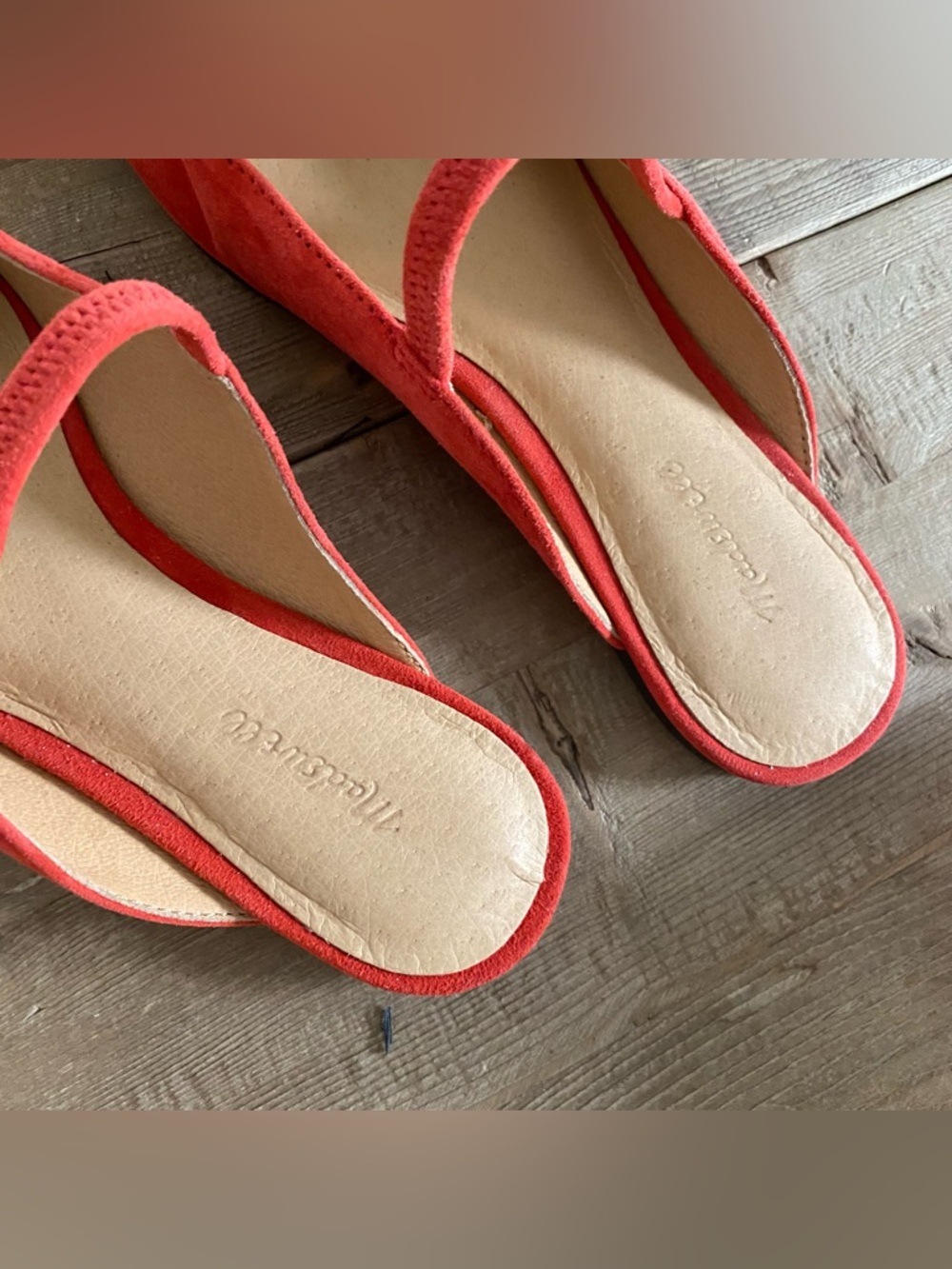 Madewell Red Suede Mary Jane Backless Flats - Picture 8 of 10